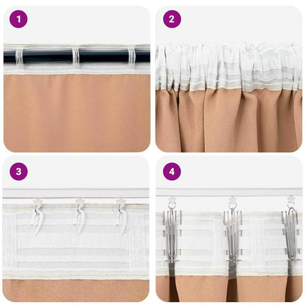 Mörkläggningsgardiner med Ringar 2 pcs Ljusbrun 245 x 140 cm