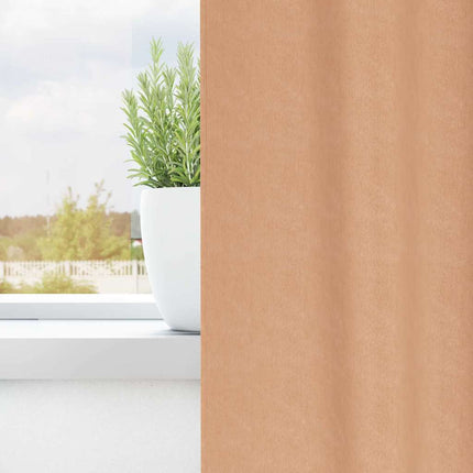 Mörkläggningsgardiner med Ringar 2 pcs Ljusbrun 245 x 140 cm