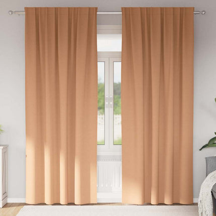 Mörkläggningsgardiner med Ringar 2 pcs Ljusbrun 245 x 140 cm