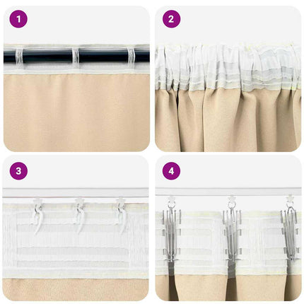 Mörkläggningsgardiner med Ringar 2 pcs Kräm 175 x 140 cm