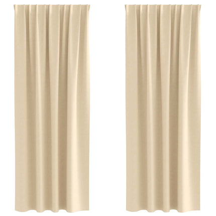 Mörkläggningsgardiner med Ringar 2 pcs Kräm 225 x 140 cm