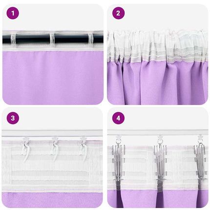 Mörkläggningsgardiner med Ringar 2 pcs Lila 260 x 140 cm