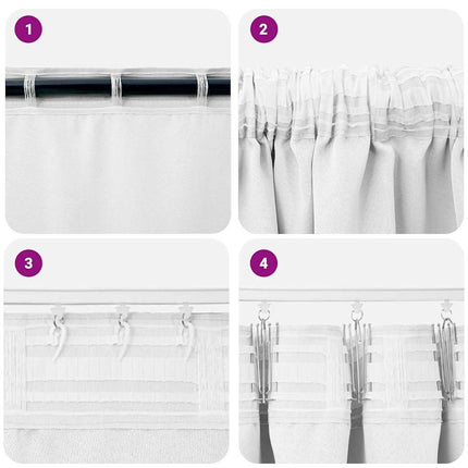 Mörkläggningsgardiner med Ringar 2 pcs Ljus vit 175 x 140 cm