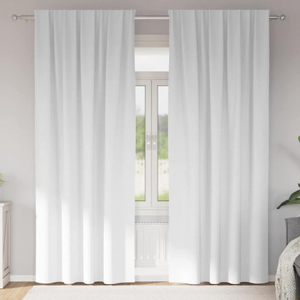 Mörkläggningsgardiner med Ringar 2 pcs Ren Vit 225 x 140 cm