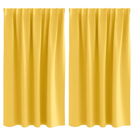 Mörkläggningsgardiner med Ringar 2 st Senapsgul 140 x 140 cm