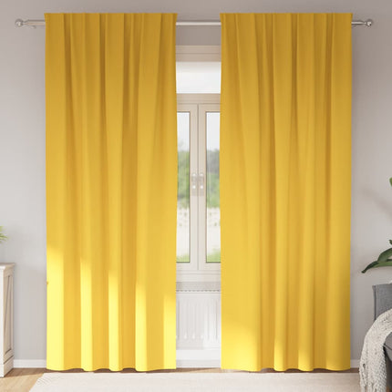 Mörkläggningsgardiner med Ringar 2 pcs Senapsgul 225 x 140 cm
