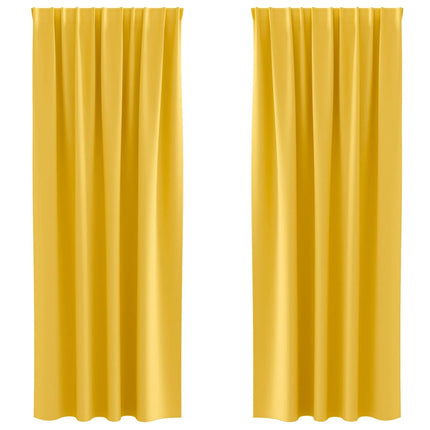 Mörkläggningsgardiner med Ringar 2 pcs Senapsgul 245 x 140 cm