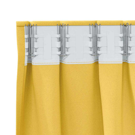 Mörkläggningsgardiner med Ringar 2 pcs Senapsgul 260 x 140 cm
