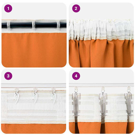 Mörkläggningsgardiner med Ringar 2 pcs Klart Orange