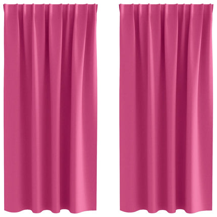 Mörkläggningsgardiner med Ringar 2 pcs Klart Pink 175 x 140 cm