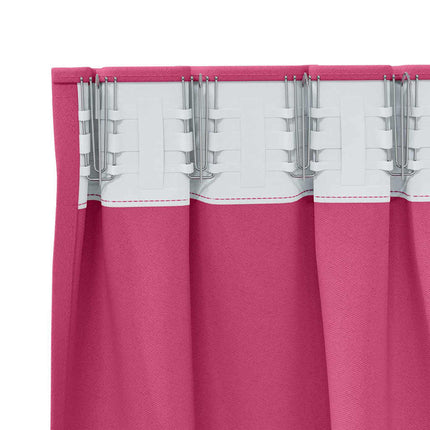 Mörkläggningsgardiner med Ringar 2 pcs Klart Pink 245 x 140 cm