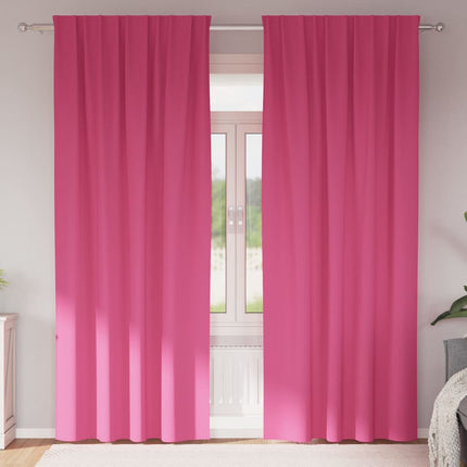 Mörkläggningsgardiner med Ringar 2 st Klart Pink 245 x 140 cm