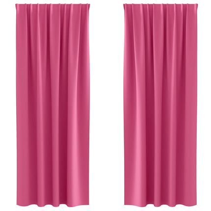 Mörkläggningsgardiner med Ringar 2 pcs Klart Pink 245 x 140 cm