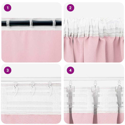 Mörkläggningsgardiner med Ringar 2 pcs Babyrosa 140 x 140 cm