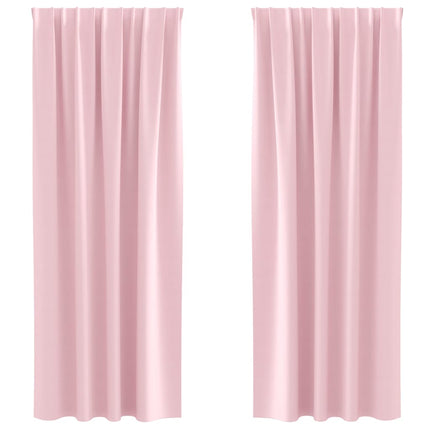 Mörkläggningsgardiner med Ringar 2 pcs Babyrosa 225 x 140 cm