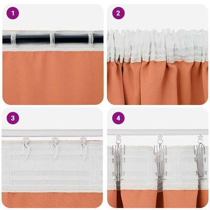 Mörkläggningsgardiner med Ringar 2 pcs Terracotta 140 x 140 cm