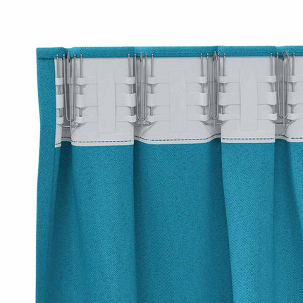 Mörkläggningsgardiner med Ringar 2 pcs Turkos 140 x 140 cm