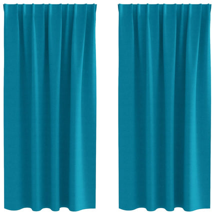 Mörkläggningsgardiner med Ringar 2 pcs Turkos 175 x 140 cm
