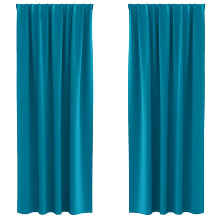 Mörkläggningsgardiner med Ringar 2 pcs Turkos 225 x 140 cm