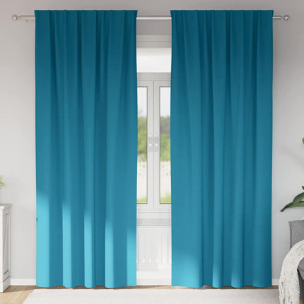Mörkläggningsgardiner med Ringar 2 pcs Turkos 260 x 140 cm
