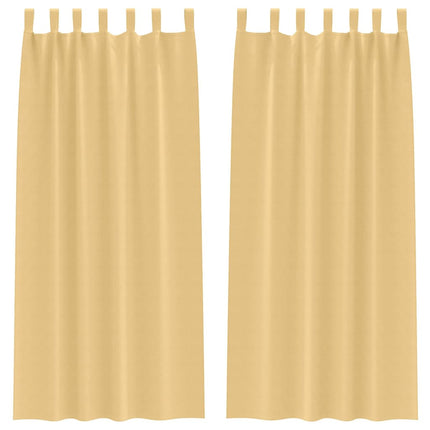 Mörkläggningsgardiner med Ringar 2 pcs Beige 245 x 140 cm