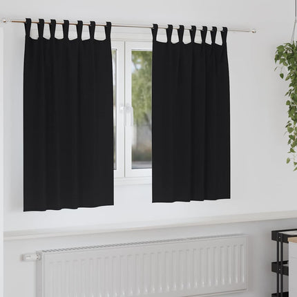 Mörkläggningsgardiner med Ringar 2 pcs Svart 140 x 140 cm