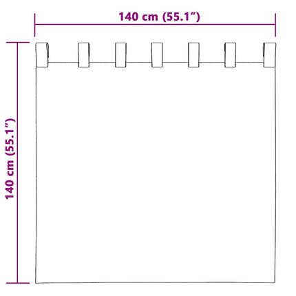 Mörkläggningsgardiner med Ringar 2 pcs Svart 140 x 140 cm