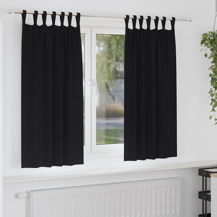 Mörkläggningsgardiner med Ringar 2 st Svart 175 x 140 cm