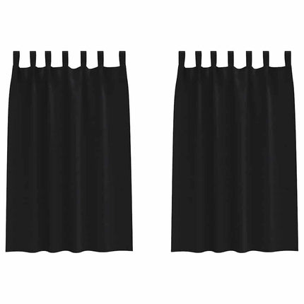 Mörkläggningsgardiner med Ringar 2 st Svart 175 x 140 cm