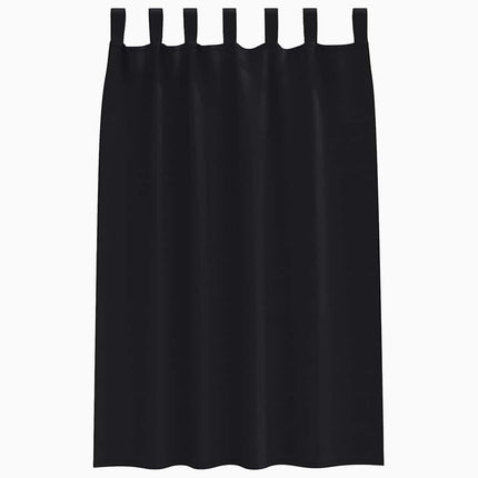 Mörkläggningsgardiner med Ringar 2 pcs Svart 175 x 140 cm