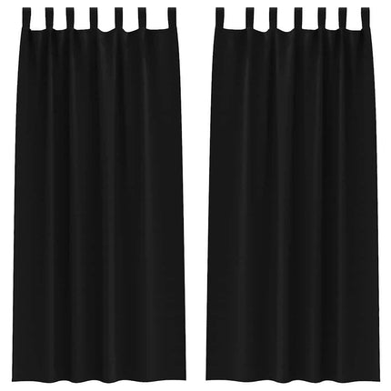 Mörkläggningsgardiner med Ringar 2 pcs Svart 225 x 140 cm