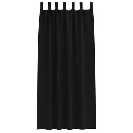 Mörkläggningsgardiner med Ringar 2 st Svart 225 x 140 cm