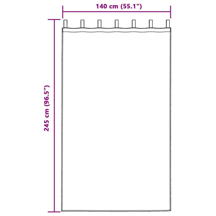 Mörkläggningsgardiner med Ringar 2 pcs Svart 245 x 140 cm
