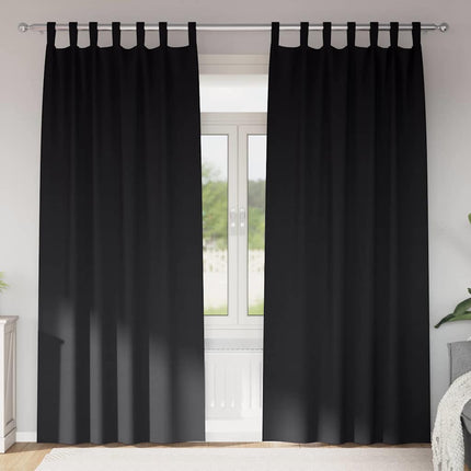 Mörkläggningsgardiner med Ringar 2 pcs Svart 260 x 140 cm