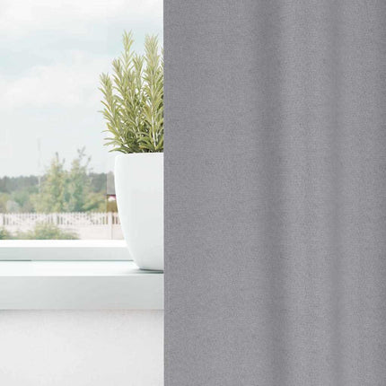 Mörkläggningsgardiner med Ringar 2 pcs Ljusgrå 225 x 140 cm