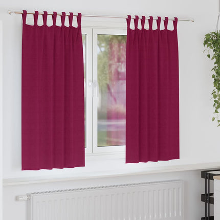 Mörkläggningsgardiner med Ringar 2 pcs Vinröd 175 x 140 cm