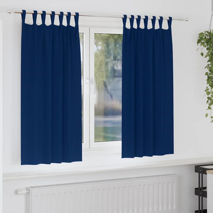 Mörkläggningsgardiner med Ringar 2 st Mörkblå 175 x 140 cm