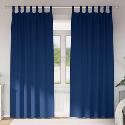 Mörkläggningsgardiner med Ringar 2 pcs Mörkblå 260 x 140 cm