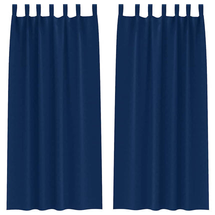 Mörkläggningsgardiner med Ringar 2 pcs Mörkblå 260 x 140 cm