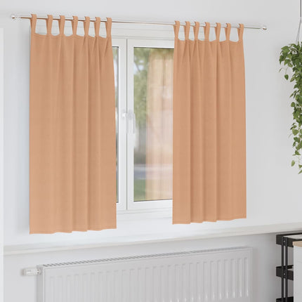 Mörkläggningsgardiner med Ringar 2 st Ljusbrun 175 x 140 cm