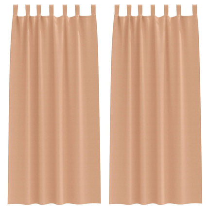 Mörkläggningsgardiner med Ringar 2 pcs Ljusbrun 225 x 140 cm