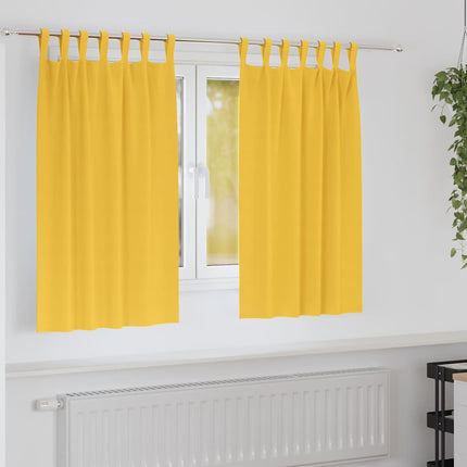 Mörkläggningsgardiner med Ringar 2 pcs Senapsgul 140 x 140 cm