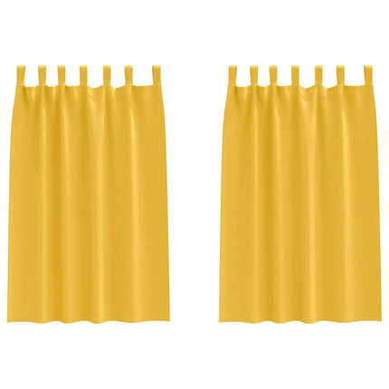 Mörkläggningsgardiner med Ringar 2 pcs Senapsgul 175 x 140 cm