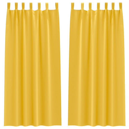 Mörkläggningsgardiner med Ringar 2 pcs Senapsgul 225 x 140 cm