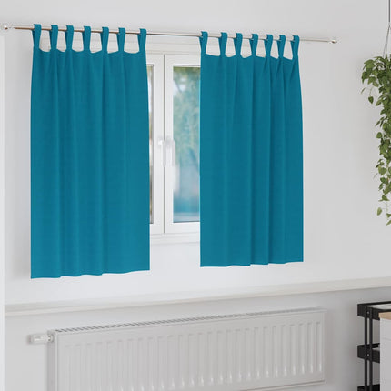 Mörkläggningsgardiner med Ringar 2 pcs Turkos 140 x 140 cm