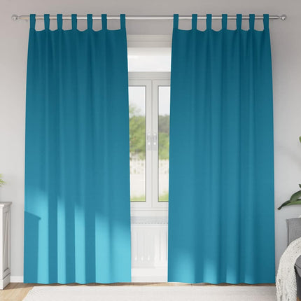Mörkläggningsgardiner med Ringar 2 pcs Turkos 225 x 140 cm