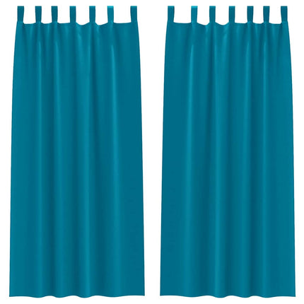 Mörkläggningsgardiner med Ringar 2 pcs Turkos 260 x 140 cm