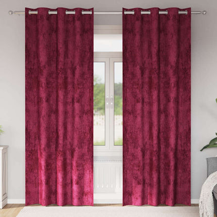 Sammetsgardiner med gardiner 2 pcs Vinröd 225 x 140 cm Sammet