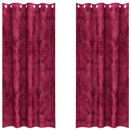 Sammetsgardiner med gardiner 2 pcs Vinröd 260 x 140 cm Sammet