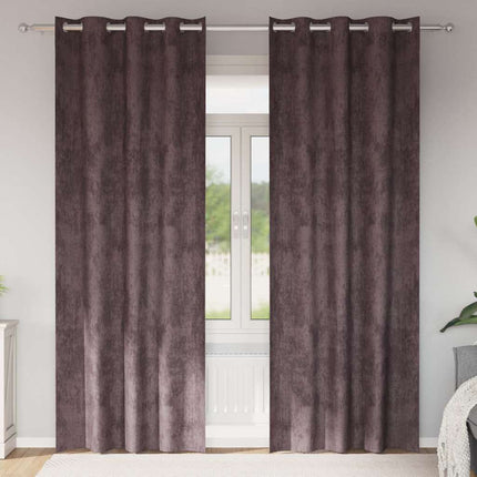 Sammetsgardiner med gardiner 2 pcs Brun 245 x 140 cm Sammet
